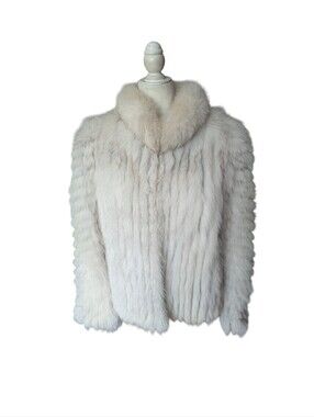 Vtg Saga Fox Luxurious White Fox Fur Jacket Glam Winter Luxe Snow Bunny Sz M